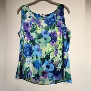 St. John silk floral watercolor tank top